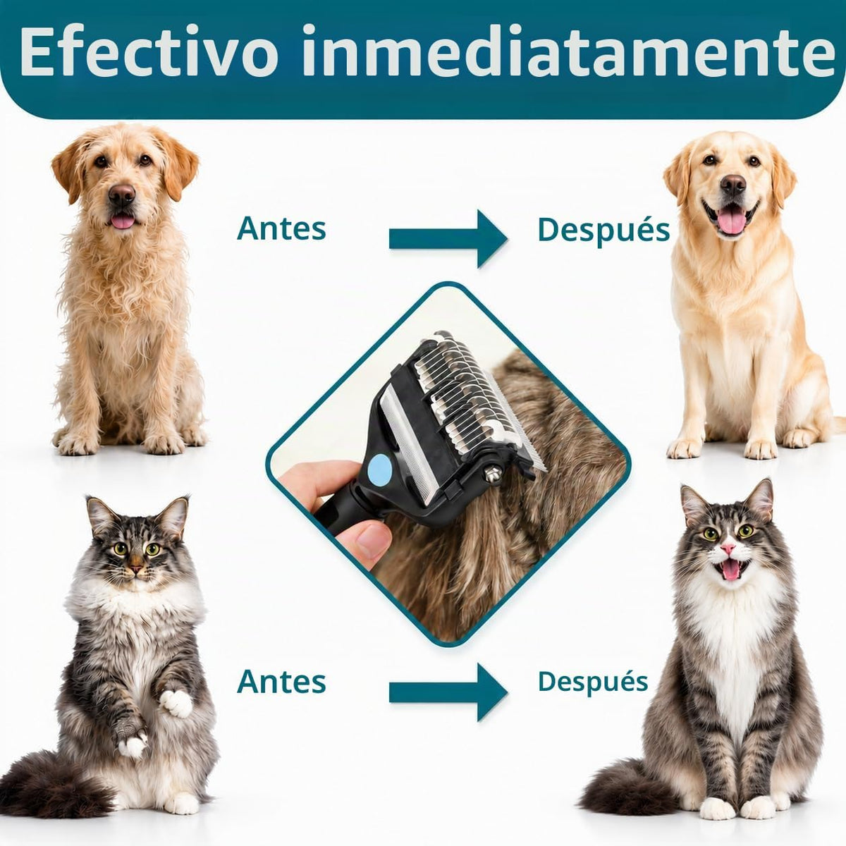 PINKIELINK - Herramienta de aseo para mascotas 3 en 1, rastrillo de...