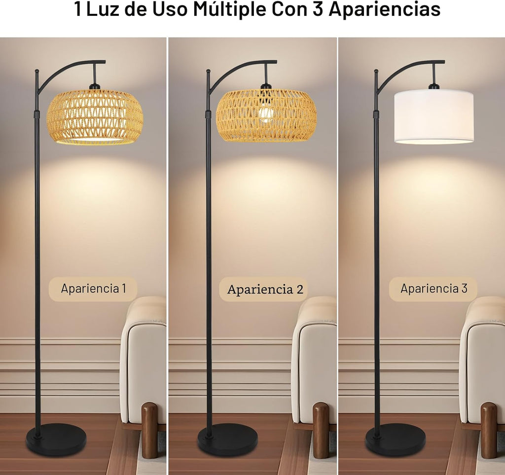 Lámparas de pie de arco para sala de estar, lámpara de pie bohemia...