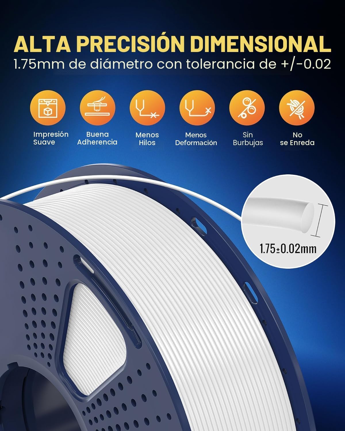 SUNLU Filamento de impresora 3D PLA+2.0, paquete multicolor, 8 colo...