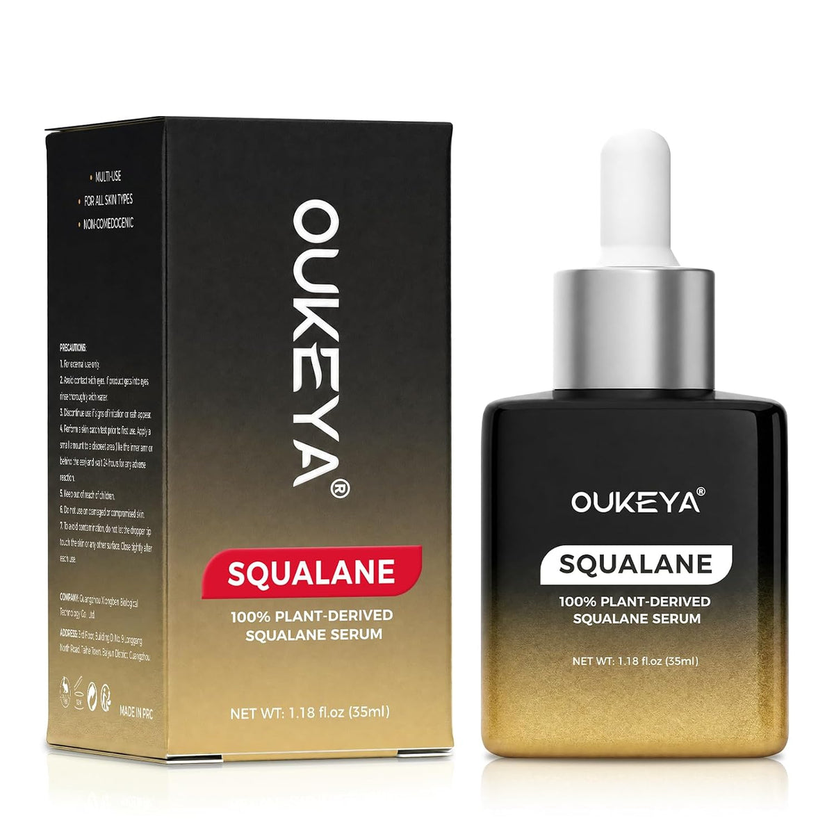 OUKYA Suero de escualano 100% derivado de plantas para rostro, 35 m...