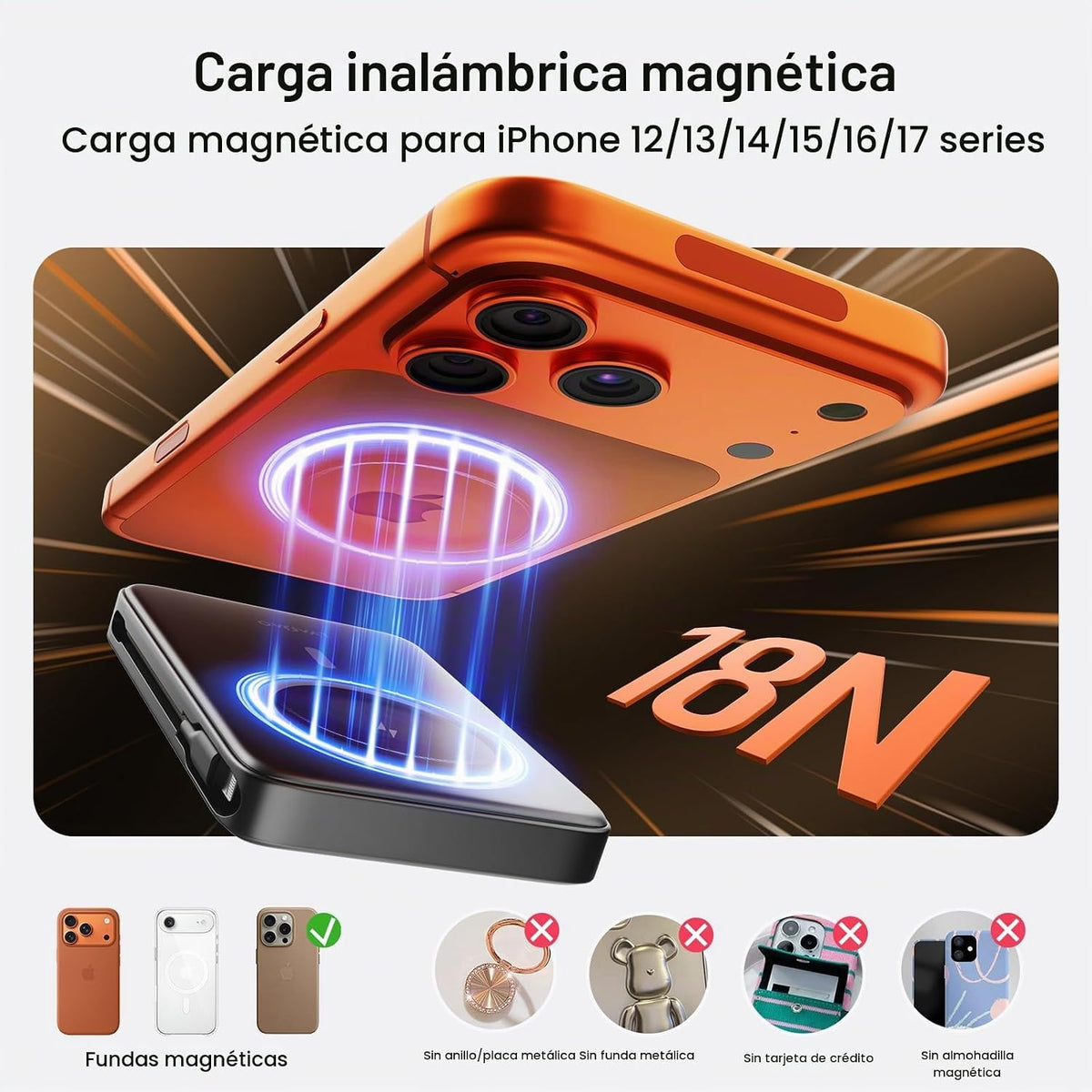 Cargador portátil magnético 10000mAh, banco de energía 22.5W con ca...