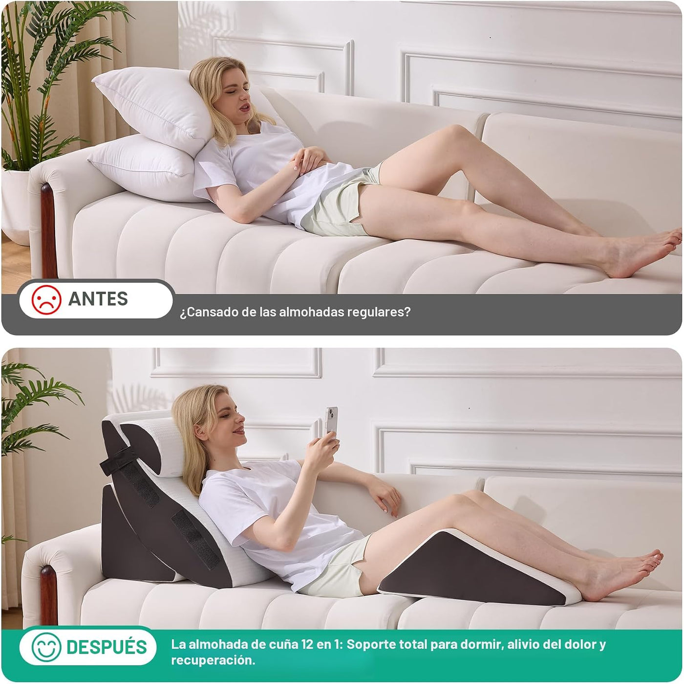 Bambulex Juego de 4 almohadas de cuña para después de la cirugía, b...