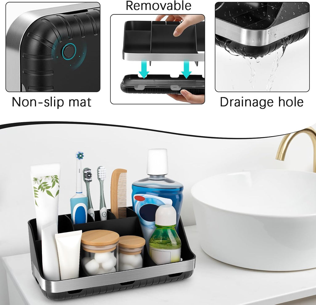 GFWARE Portacepillos de Dientes Negro - Organizador de Baño de 7 Ra...