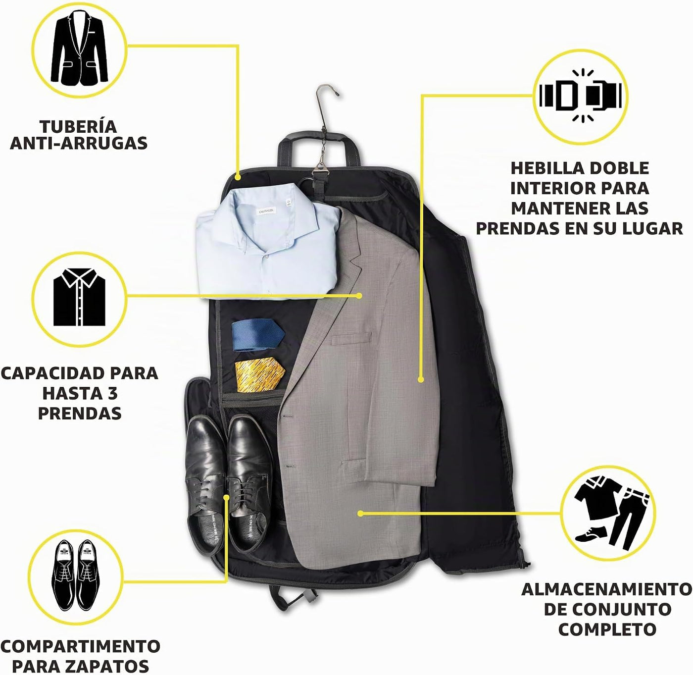 Zegur 40 pulgadas 3 bolsas de ropa para llevar el traje cuando viaj...