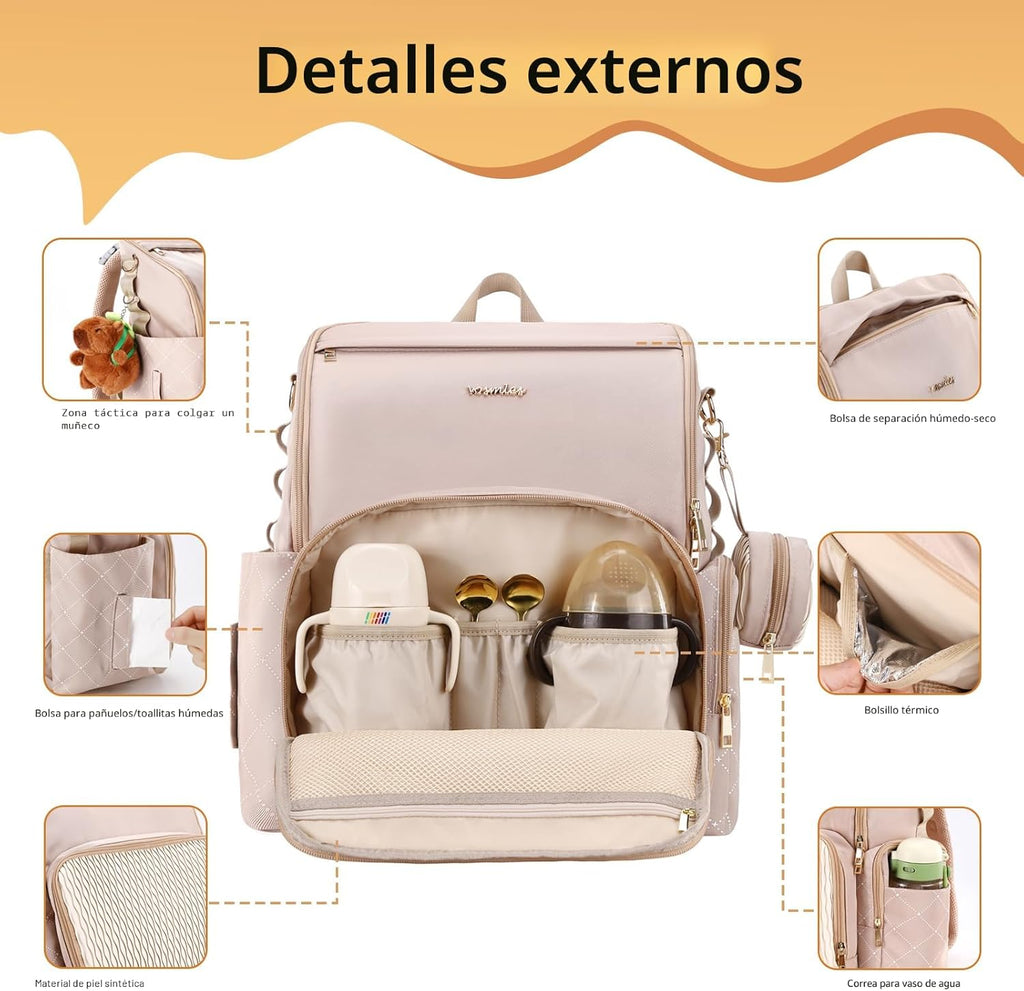 vosmles Elegante bolsa de pañales para bebé, bolsa de bebé con camb...