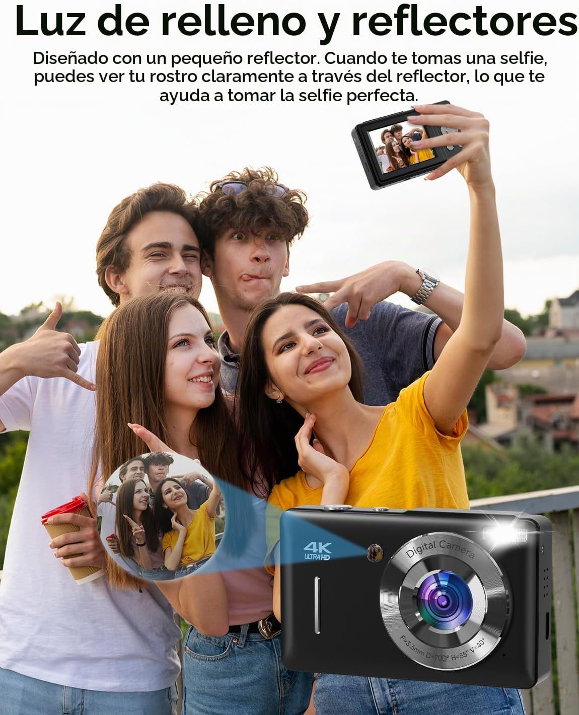 Cámara digital para niños, FHD 1080P 44MP Cámara digital de punto y...