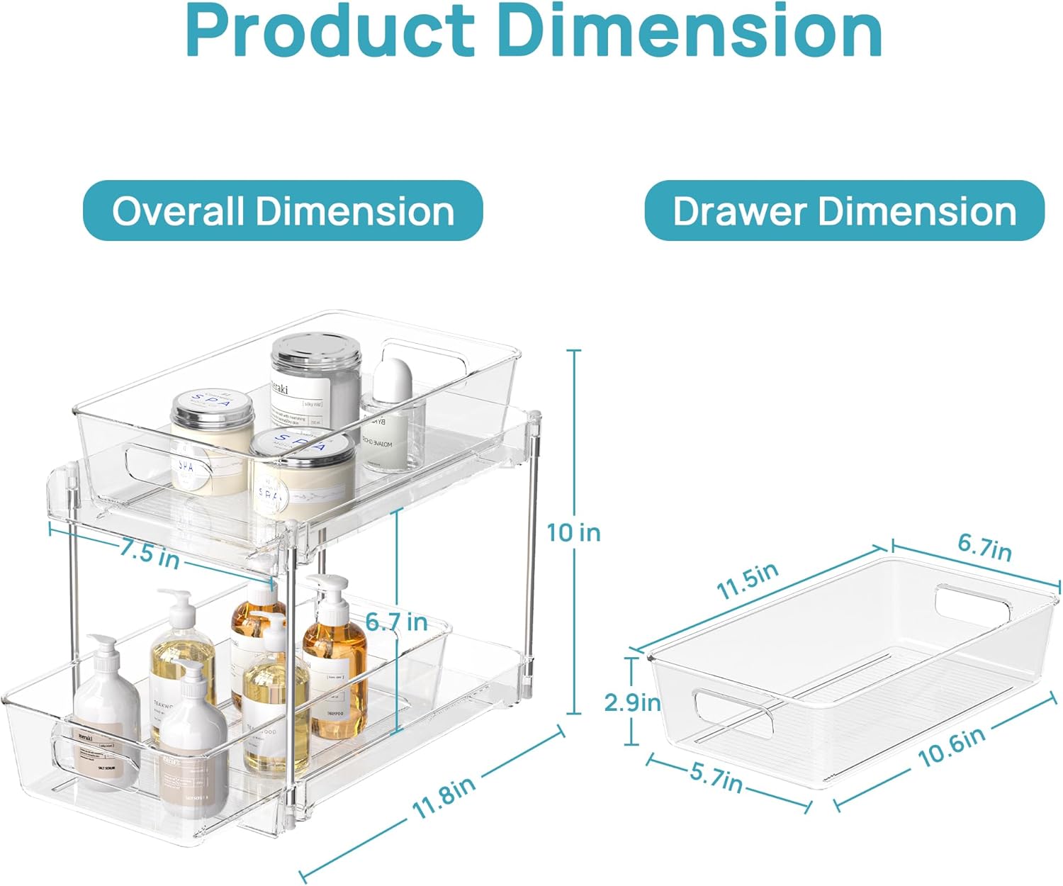 Vtopmart - Organizadores de baño, 4 piezas, 2 niveles, transparente...
