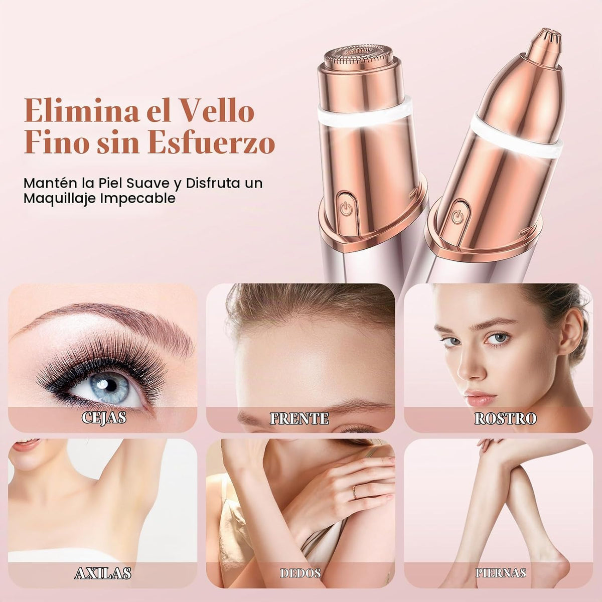 Recortador de cejas 2 en 1, depilación facial para mujeres, recarga...