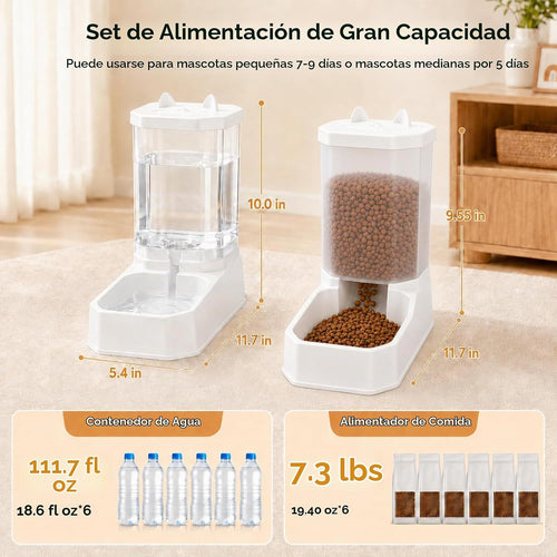 Alimentador de alimentos para mascotas 2 en 1 y dispensador de agua...