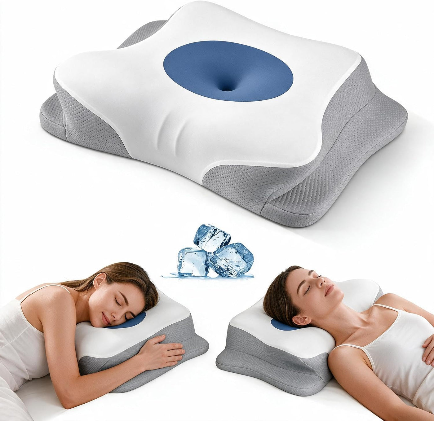 Almohada cervical para el cuello para aliviar el dolor, almohada er...