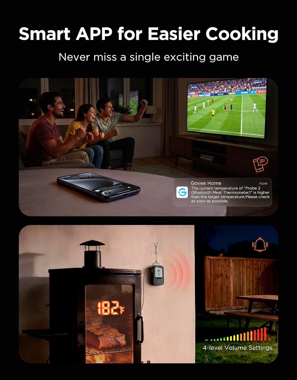 Termómetro digital para carne Govee Bluetooth con alertas de aplica...