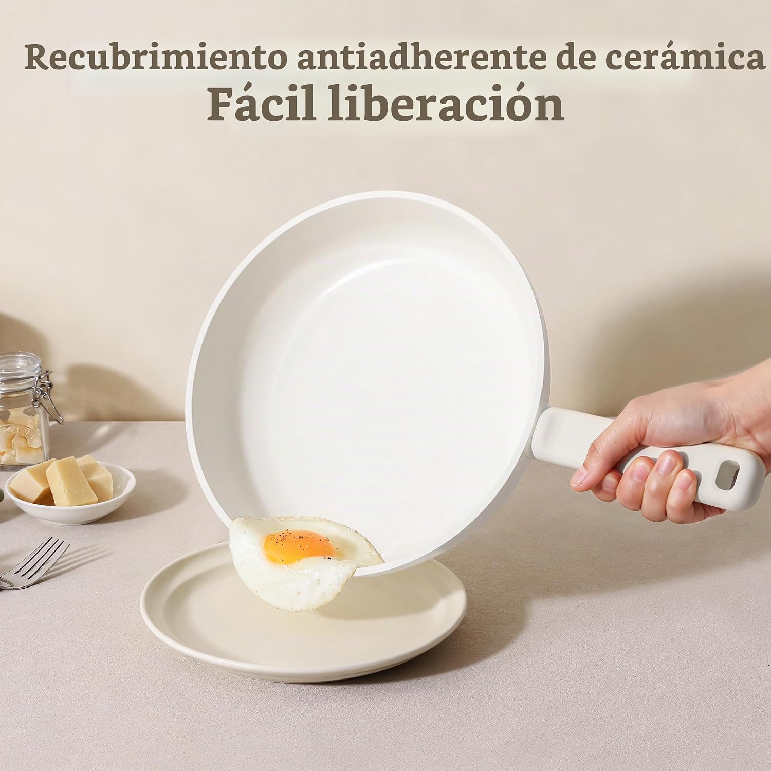 SENSARTE Juego de ollas y sartenes de cerámica antiadherentes, jueg...