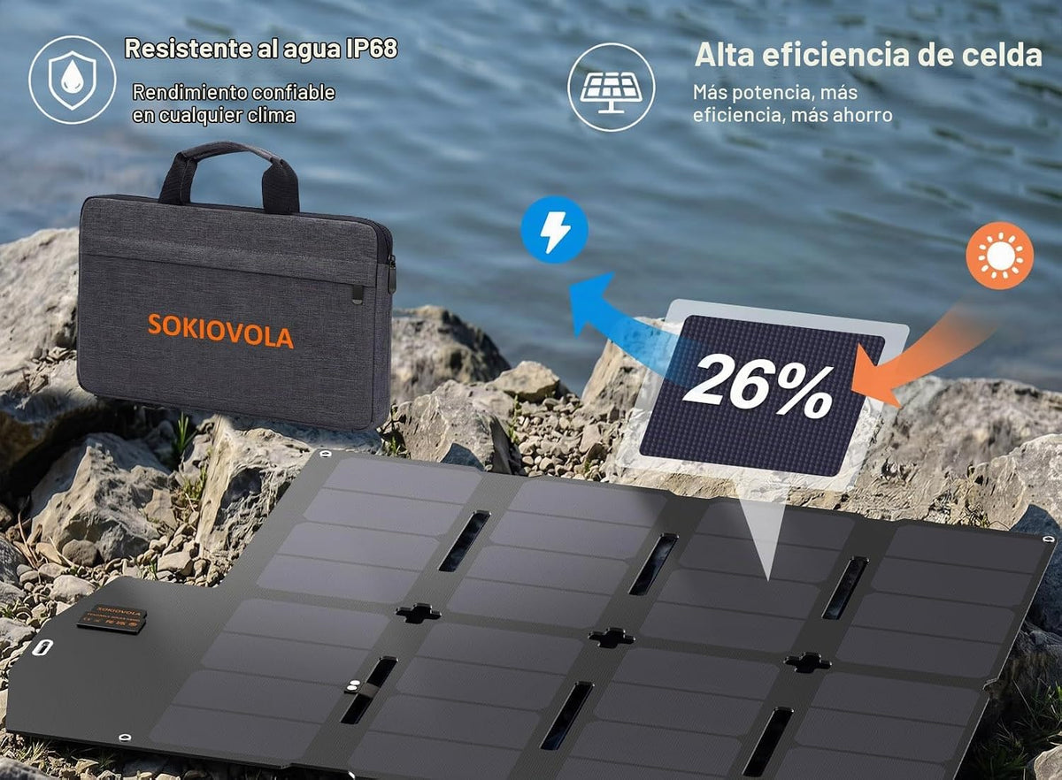 SOKIOVOLA Panel solar portátil de 100 W MC-4 Kits de cargador de pa...