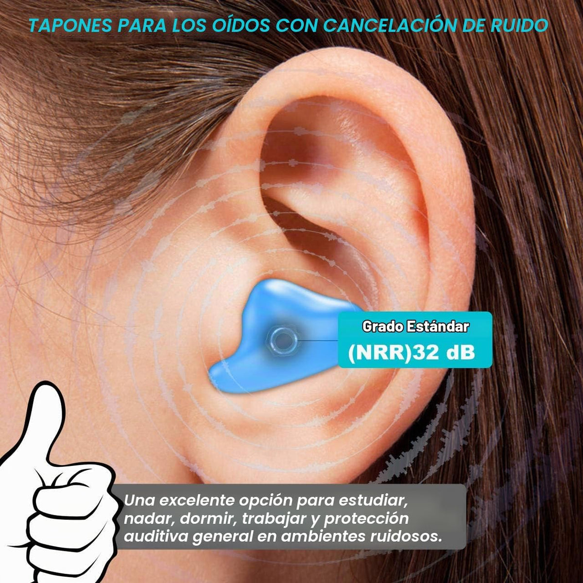 Tapones para los oídos para dormir nadar, 16 tapones reutilizables...