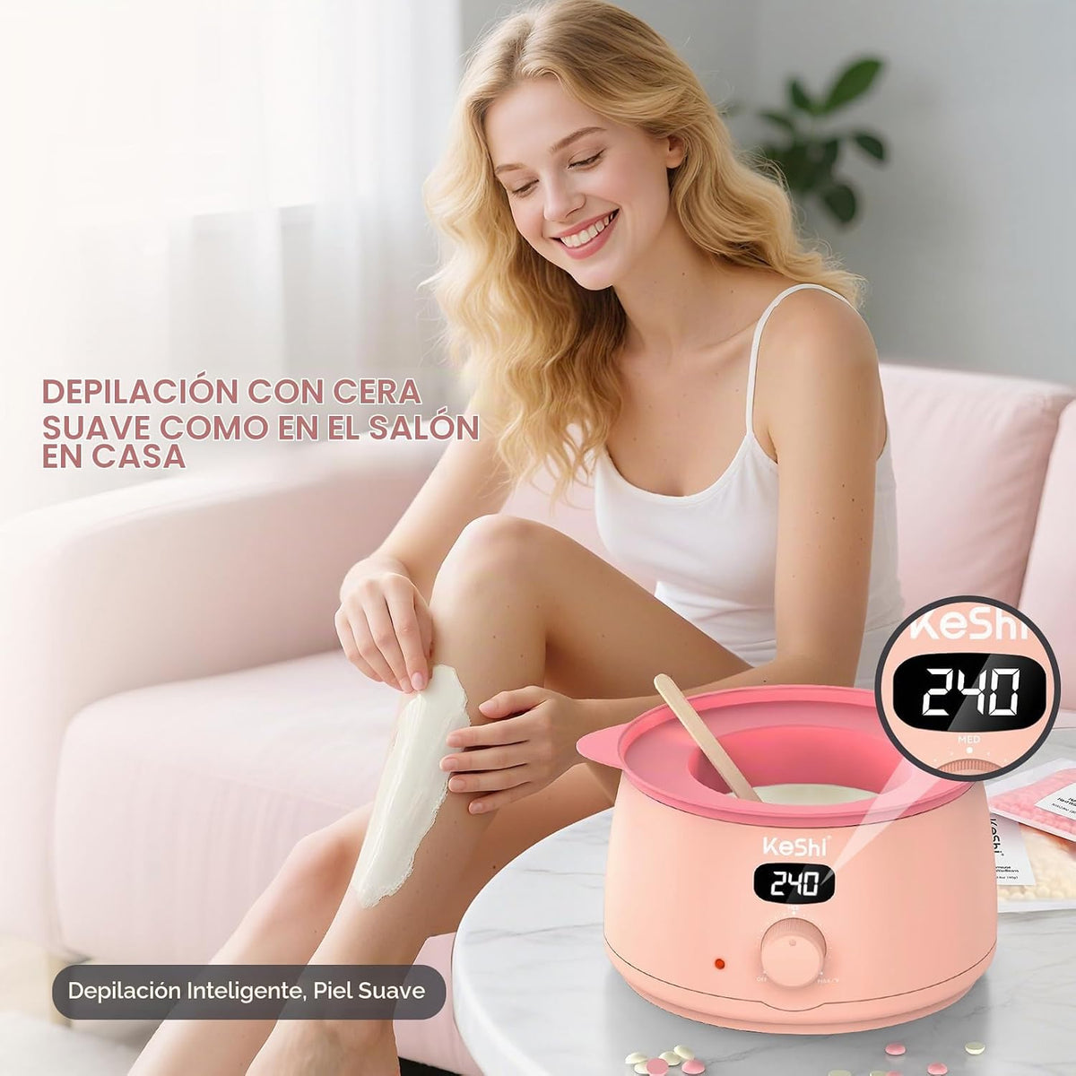 Kit de cera KeShi para mujeres y hombres, calentador de cera digita...