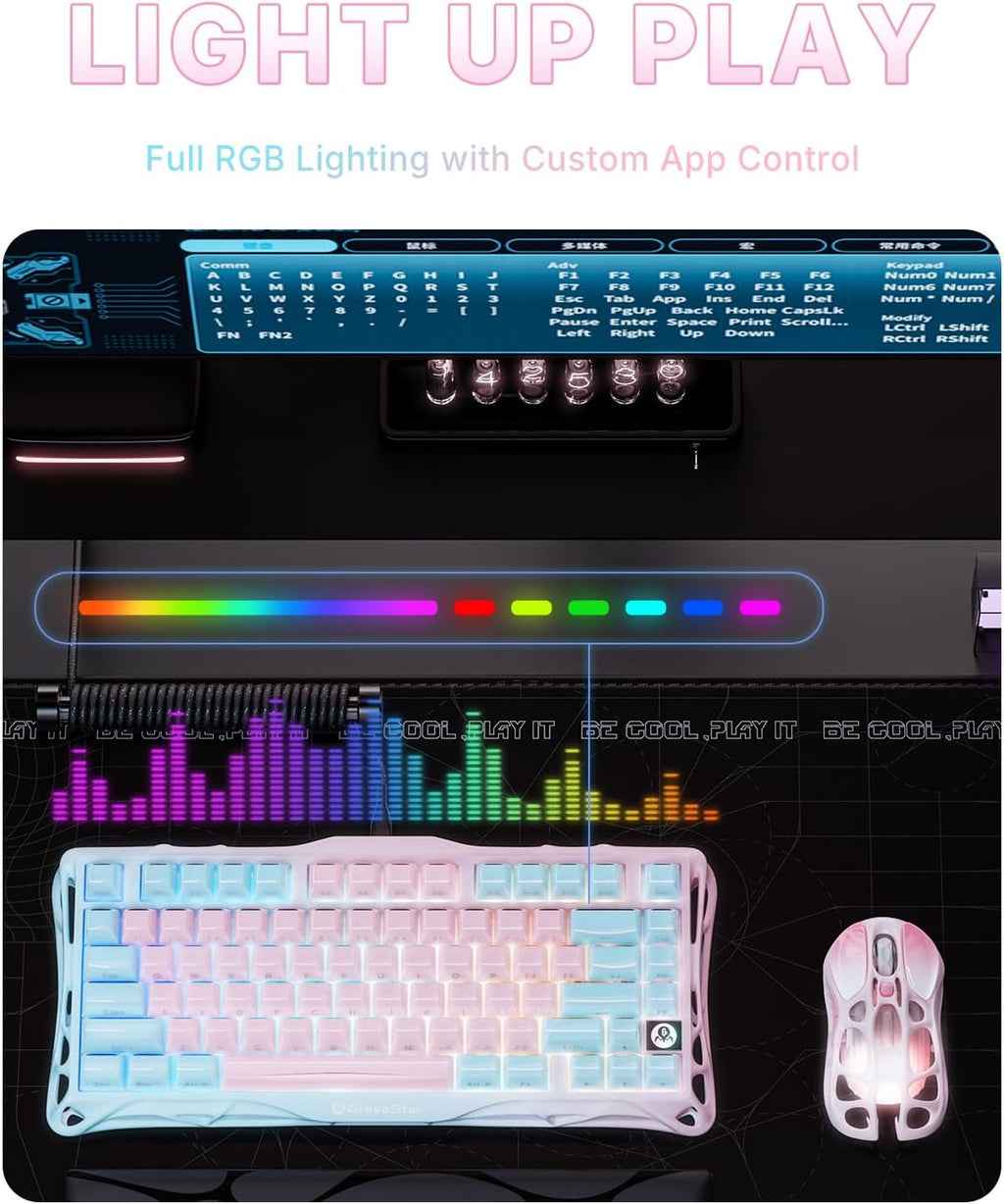 GravaStar Mercury K1 Lite 75% teclado para juegos, teclado inalámbr...