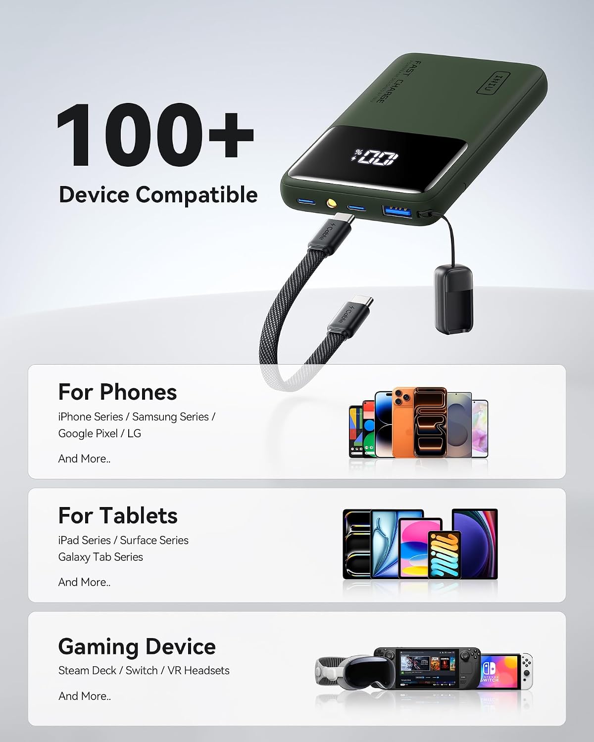 INIU Banco de energía, compacto 10000mAh 45W PD cargador portátil d...