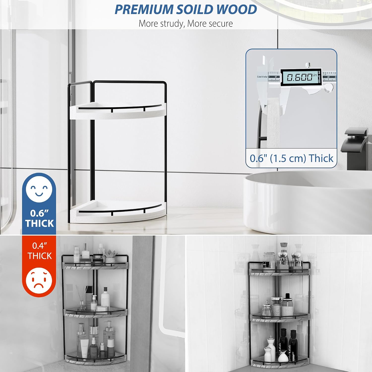 CeleVista Organizador esquinero para encimera de baño, almacenamien...