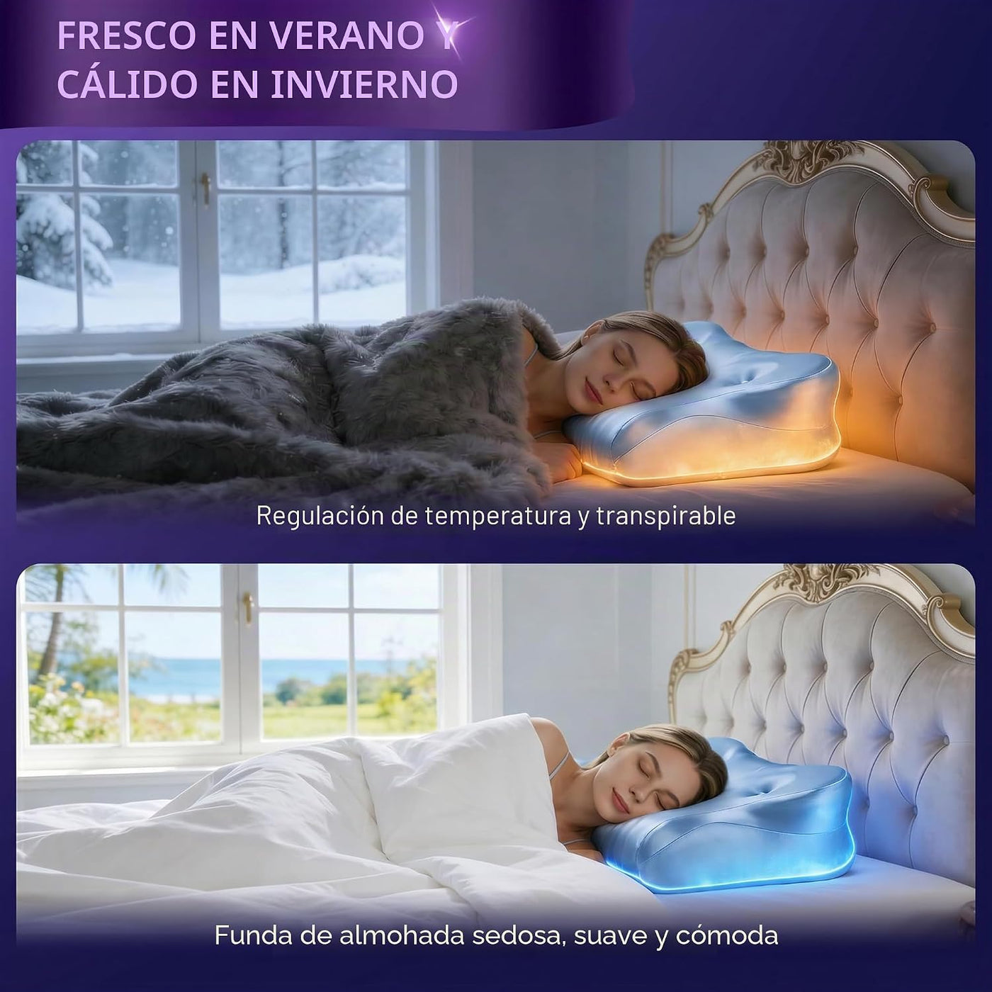Dayme Almohada ortopédica de espuma viscoelástica, color azul | Alm...