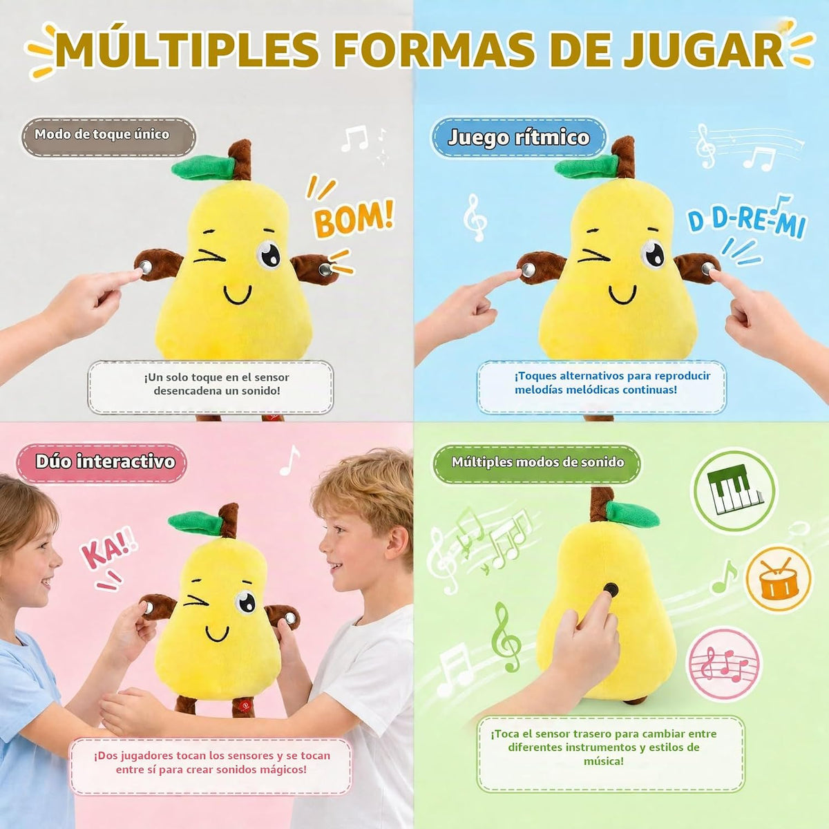 DoddyFun Juego de juguetes de peluche interactivos con música para...