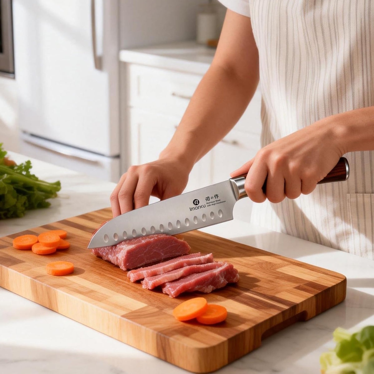 imarku Santoku Cuchillo de chef japonés de acero inoxidable de alto...