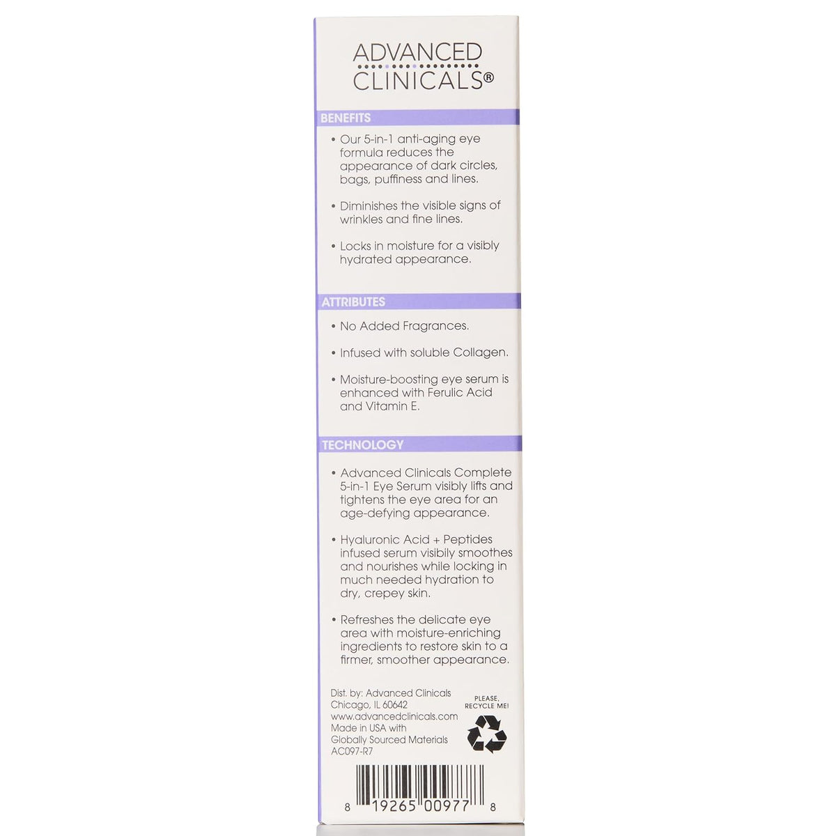 Advanced Clinicals Suero para ojos 5 en 1 | Multi-beneficio visible...