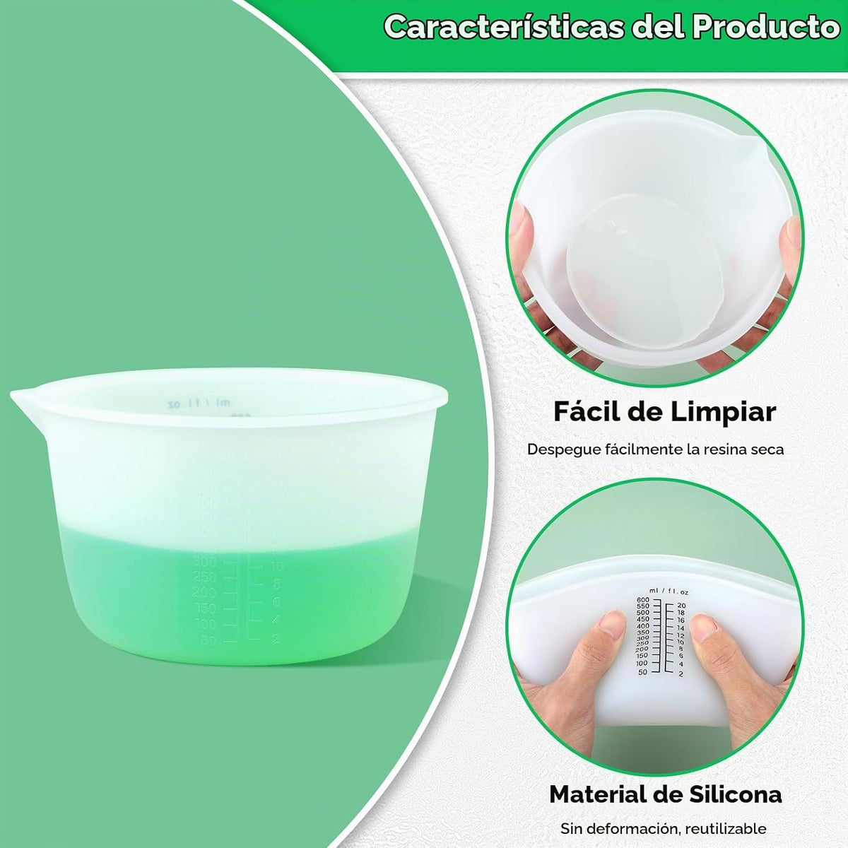 Gartful Vasos de resina de silicona reutilizables de 20.3 fl oz, ta...