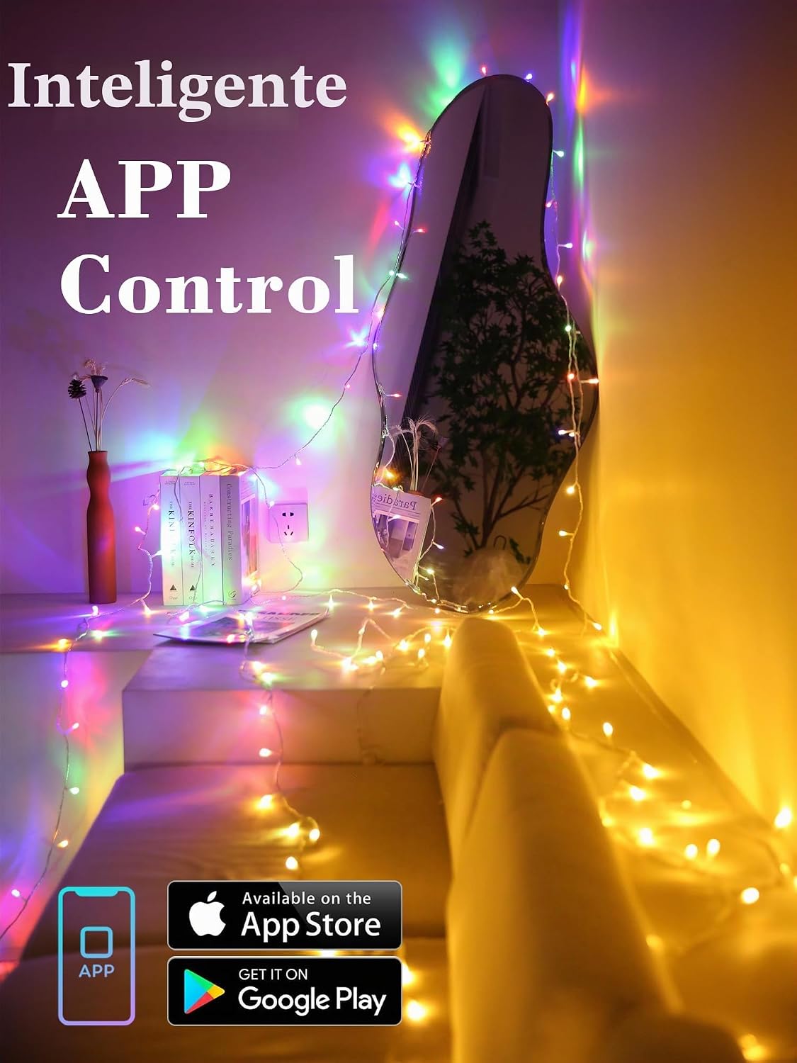 BrizLabs - Luces de Navidad de color blanco cálido y cambio de colo...