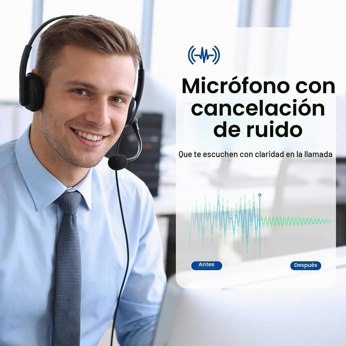 doudou Auriculares USB para computadora con micrófono de cancelació...