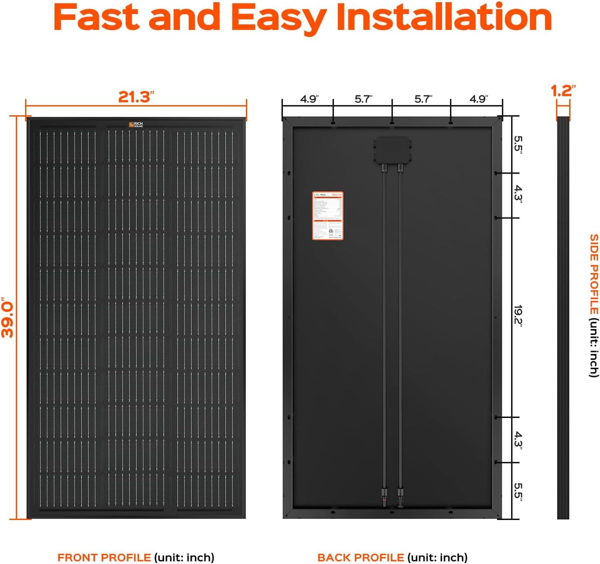 RICH SOLAR Panel solar monocristalino de 200 vatios y 12 voltios, p...