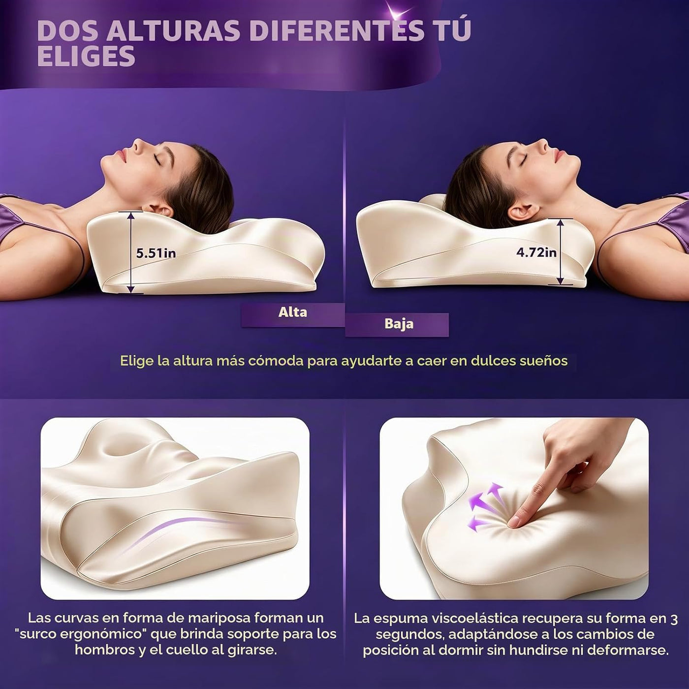 Almohadas ortopédicas de espuma viscoelástica Dayme\u2013Almohada r...