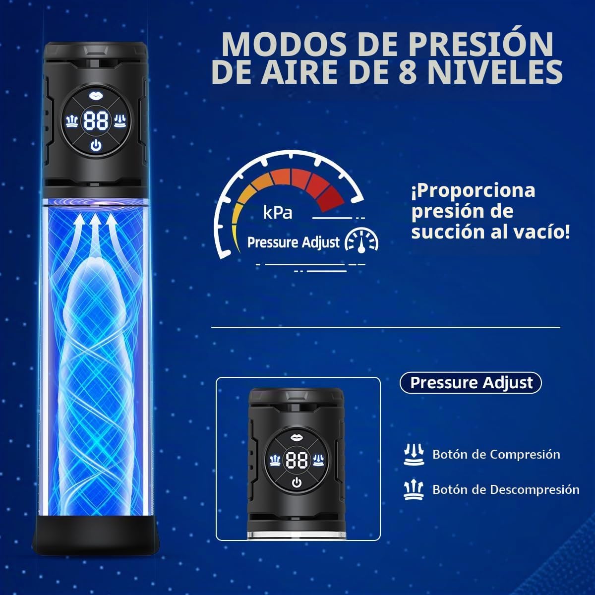 Bomba de pene eléctrica automática para hombres, control de vacío d...