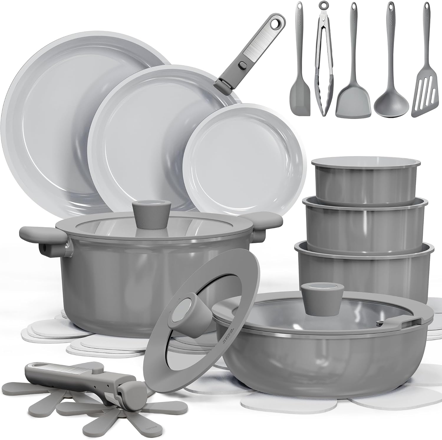 CAROTE Juego de utensilios de cocina de cerámica de 27 piezas, olla...