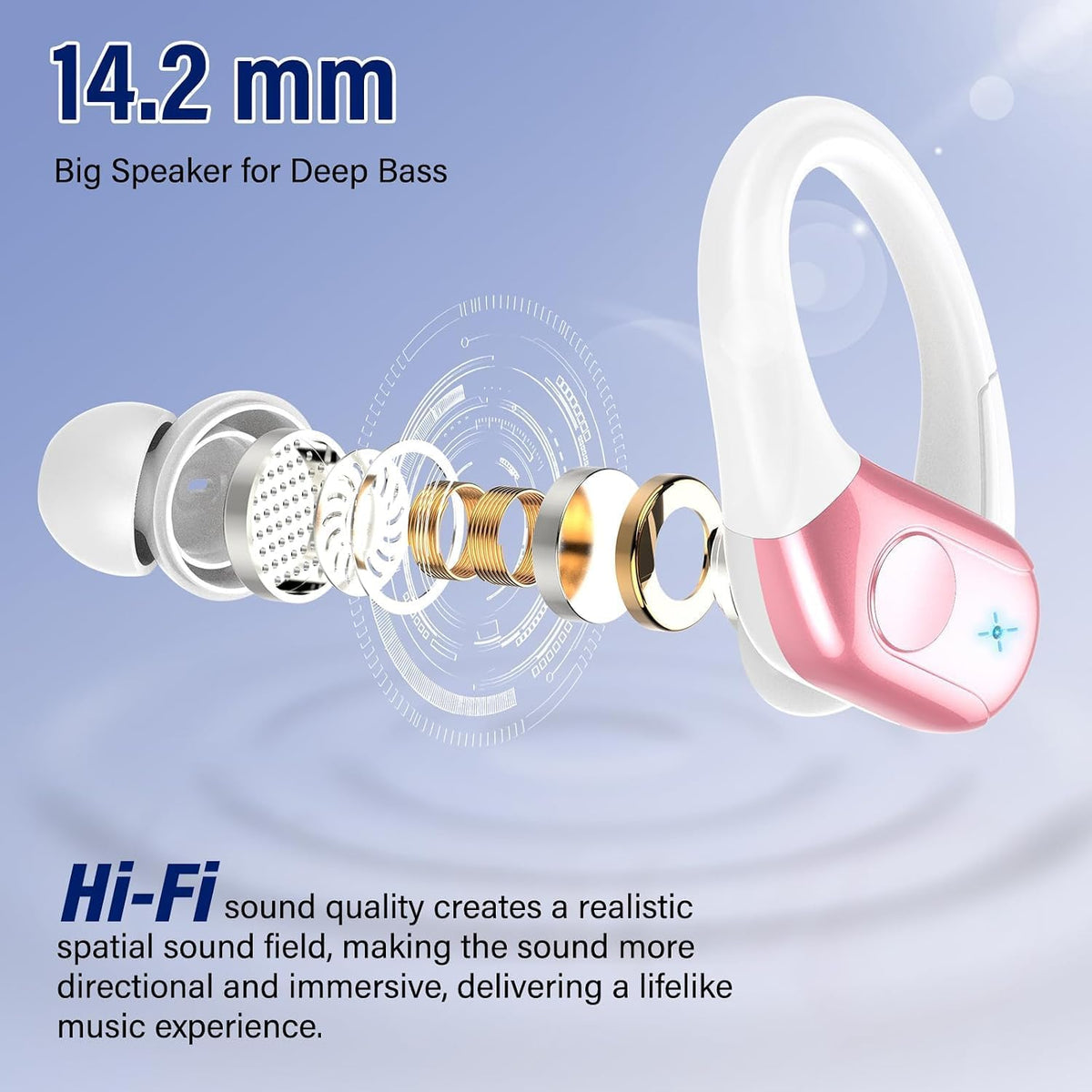 Qecnato Auriculares inalámbricos Bluetooth 5.4 deportivos, auricula...