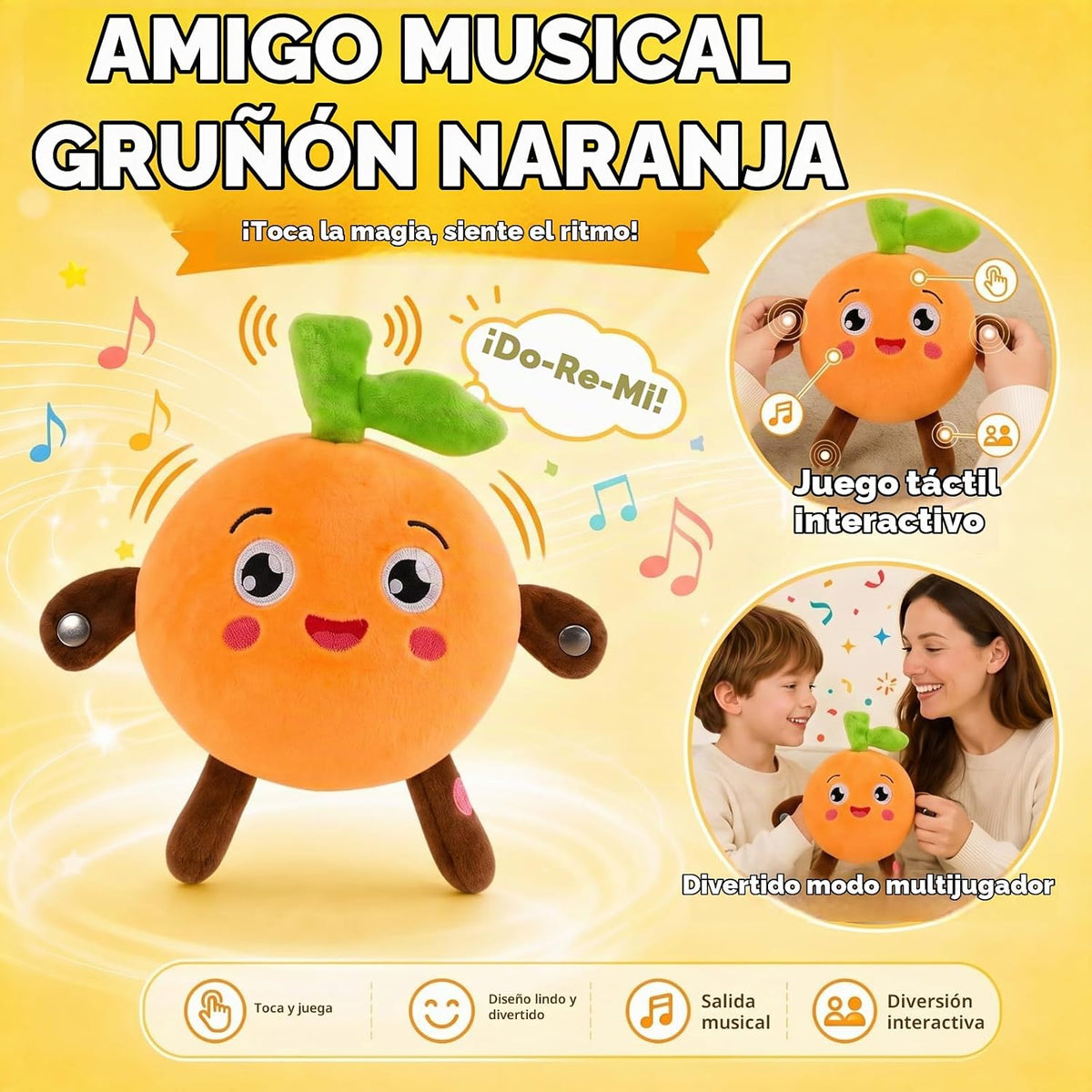 DoddyFun Juego de juguetes de peluche interactivos con música para...