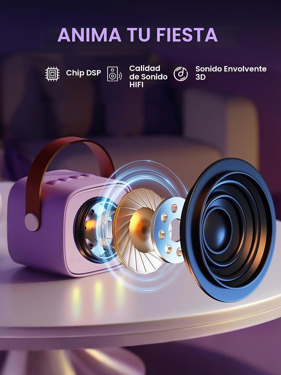 YLL Mini máquina de karaoke con 4 micrófonos inalámbricos, regalos...
