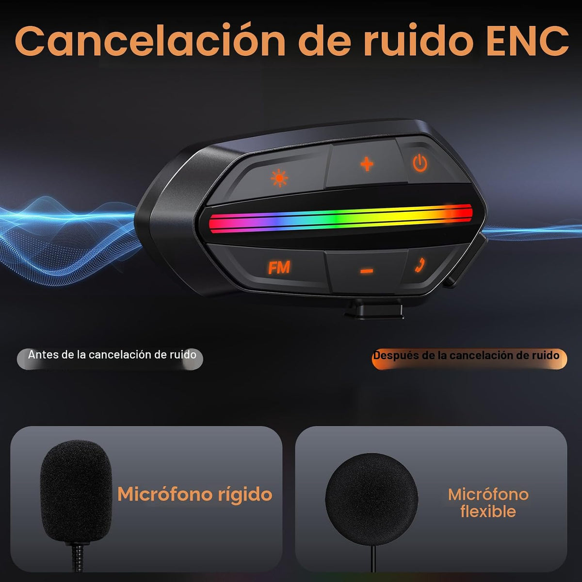 Wisdagaly Auriculares Bluetooth para motocicleta V5.3, altavoces de...