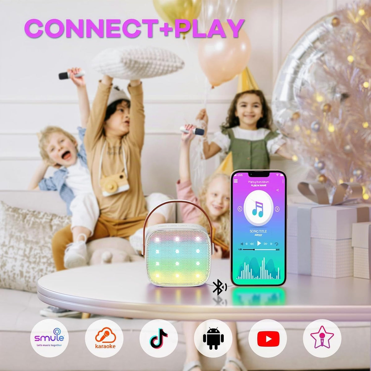 Micrófono de karaoke mini YLL para niños y adultos, altavoz Bluetoo...