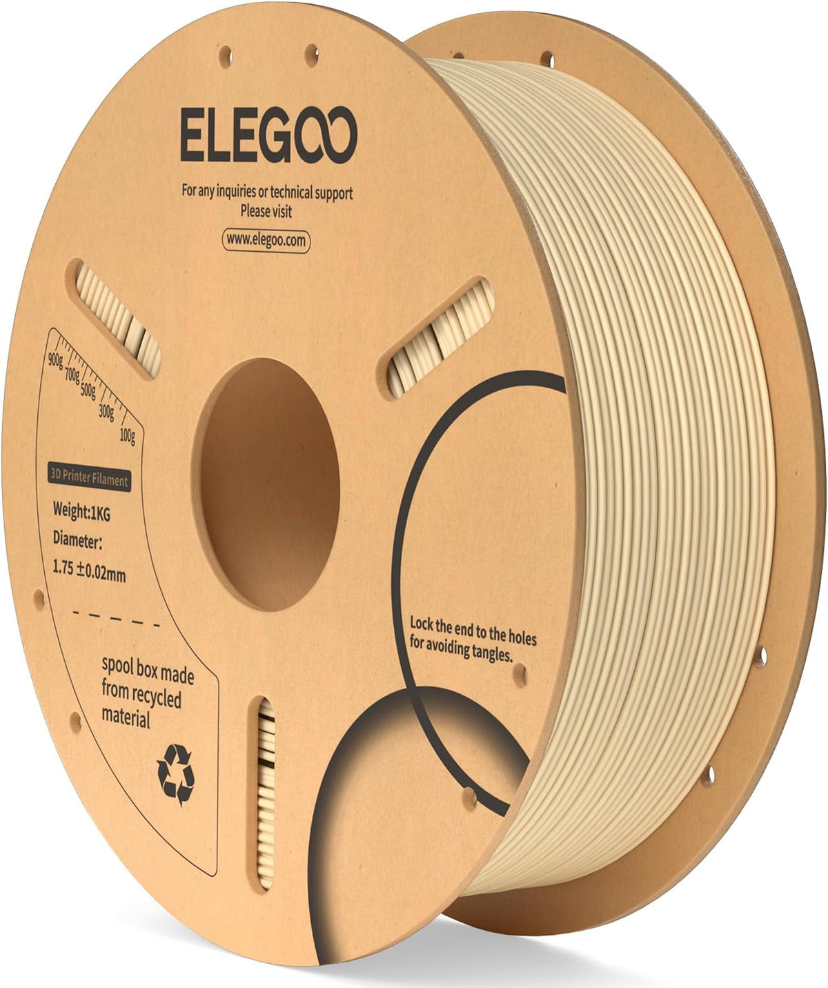 ELEGOO Filamento PLA para impresora 3D de 0.07 in, color beige, 2.2...