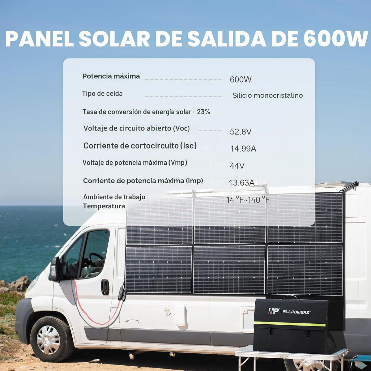 ALLPOWERS El panel solar plegable SP039 600W, IP67 impermeabiliza l...