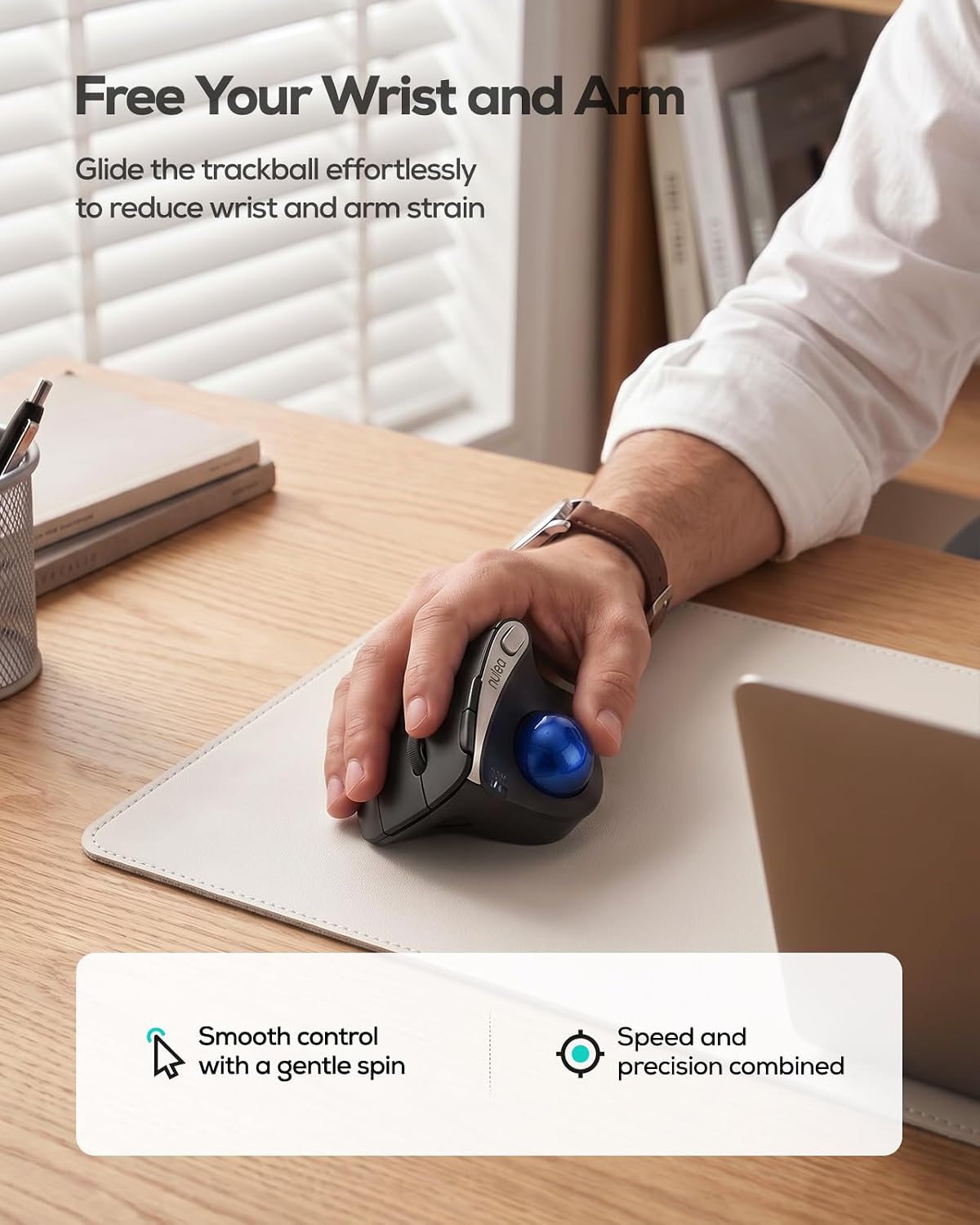 Nulea Ratón de Trackball ergonómico ergonómico controlado por el pu...