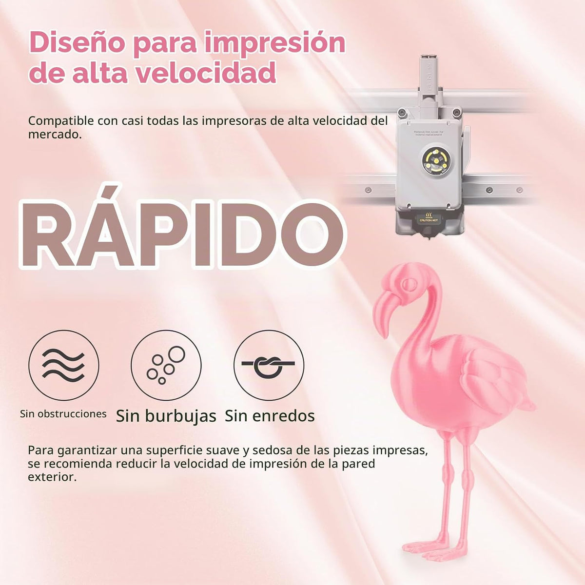 AMOLEN - Filamento PLA de 0.069 pulgadas, sedoso brillante rosa Sak...