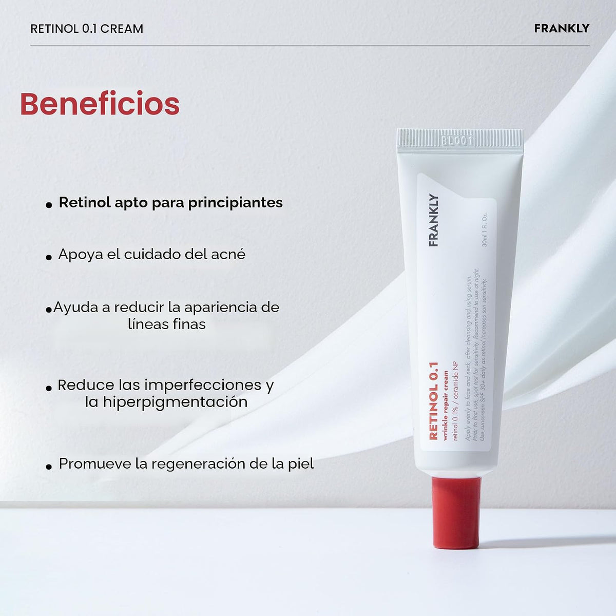 FRANKLY Retinol 0.1% Crema, 1.01 fl oz - Retinol coreano para princ...