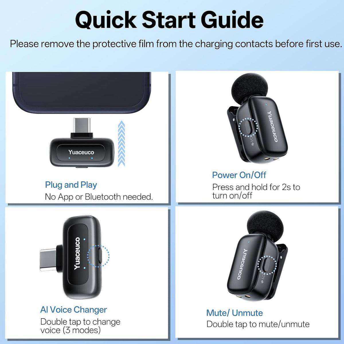 Yuaceuco Mini Micrófono Inalámbrico para Tabletas iPhone Android |...