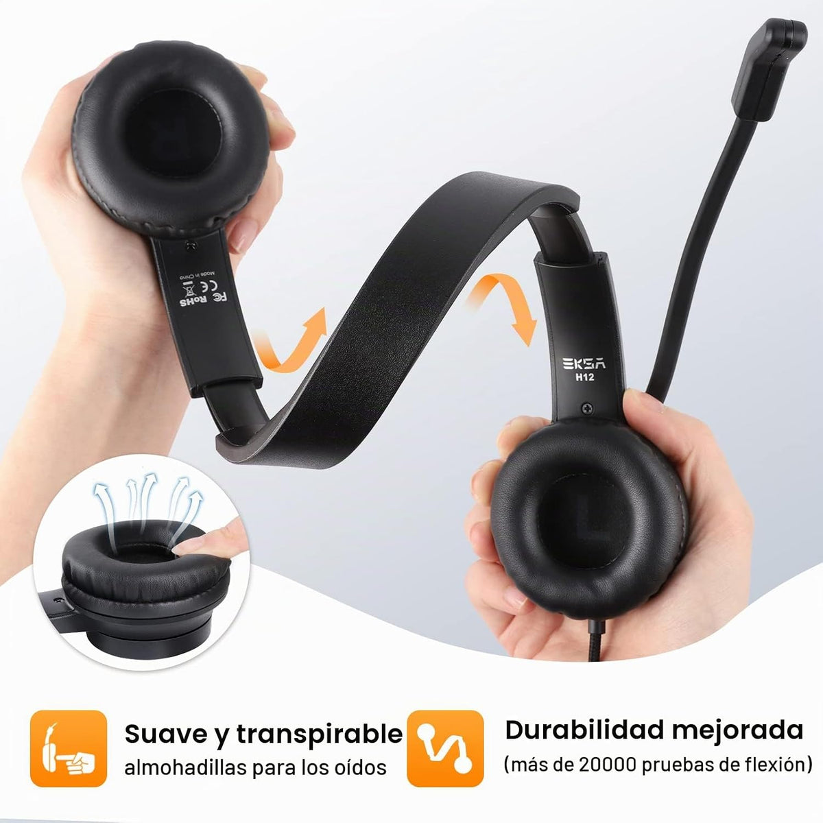 Auriculares con micrófono para laptop, auriculares con cable de 0.1...