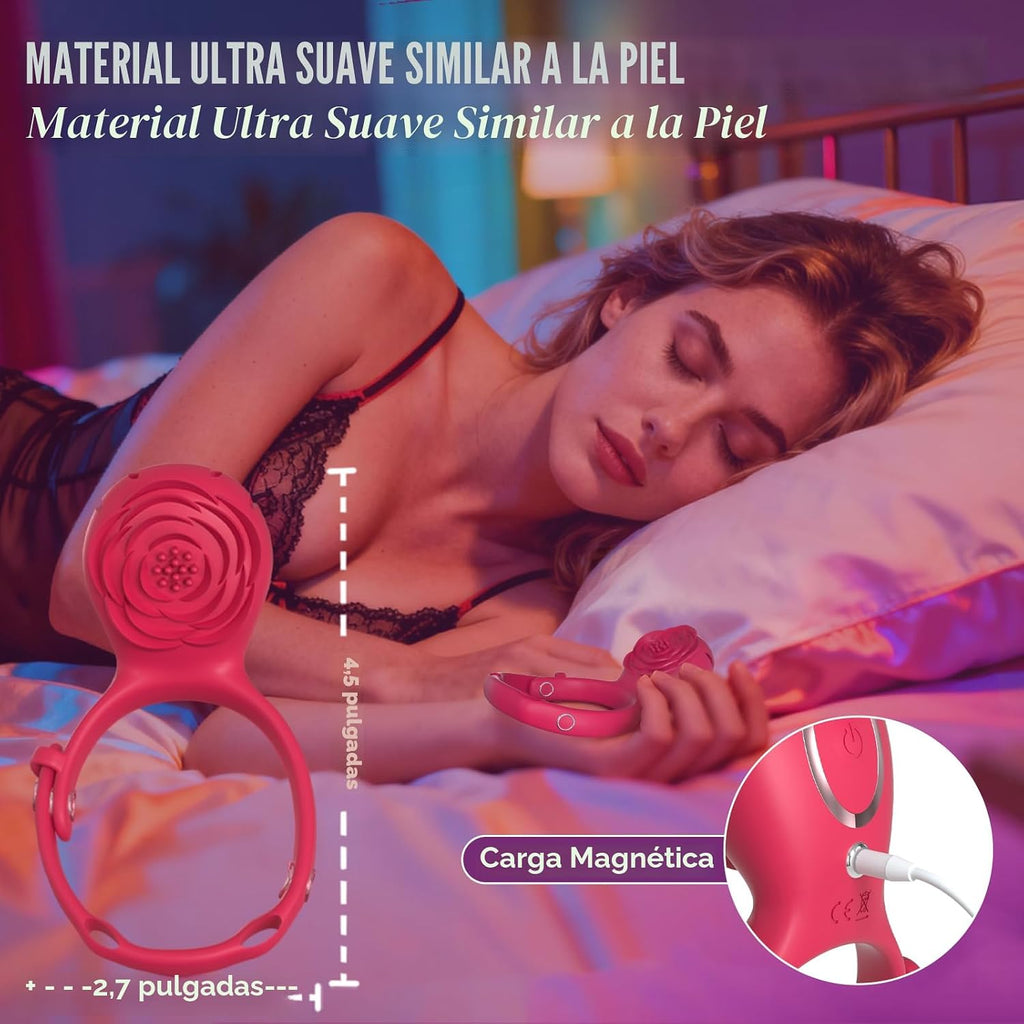 Vibrador portátil y anillo vibratorio ajustable 2 en 1, parejas muj...