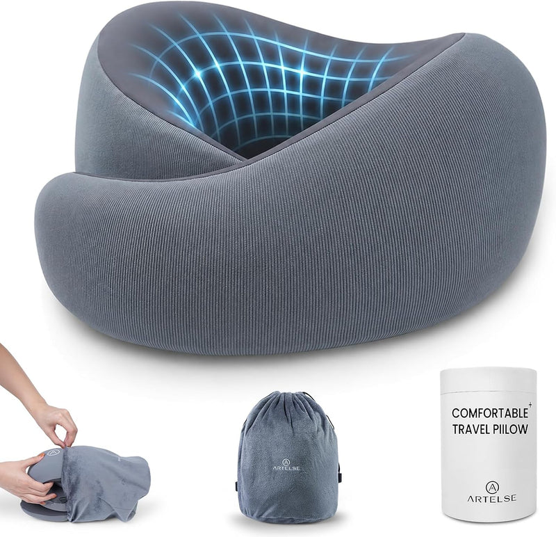 Almohada de viaje para avión, almohada de viaje de espuma viscoelás...