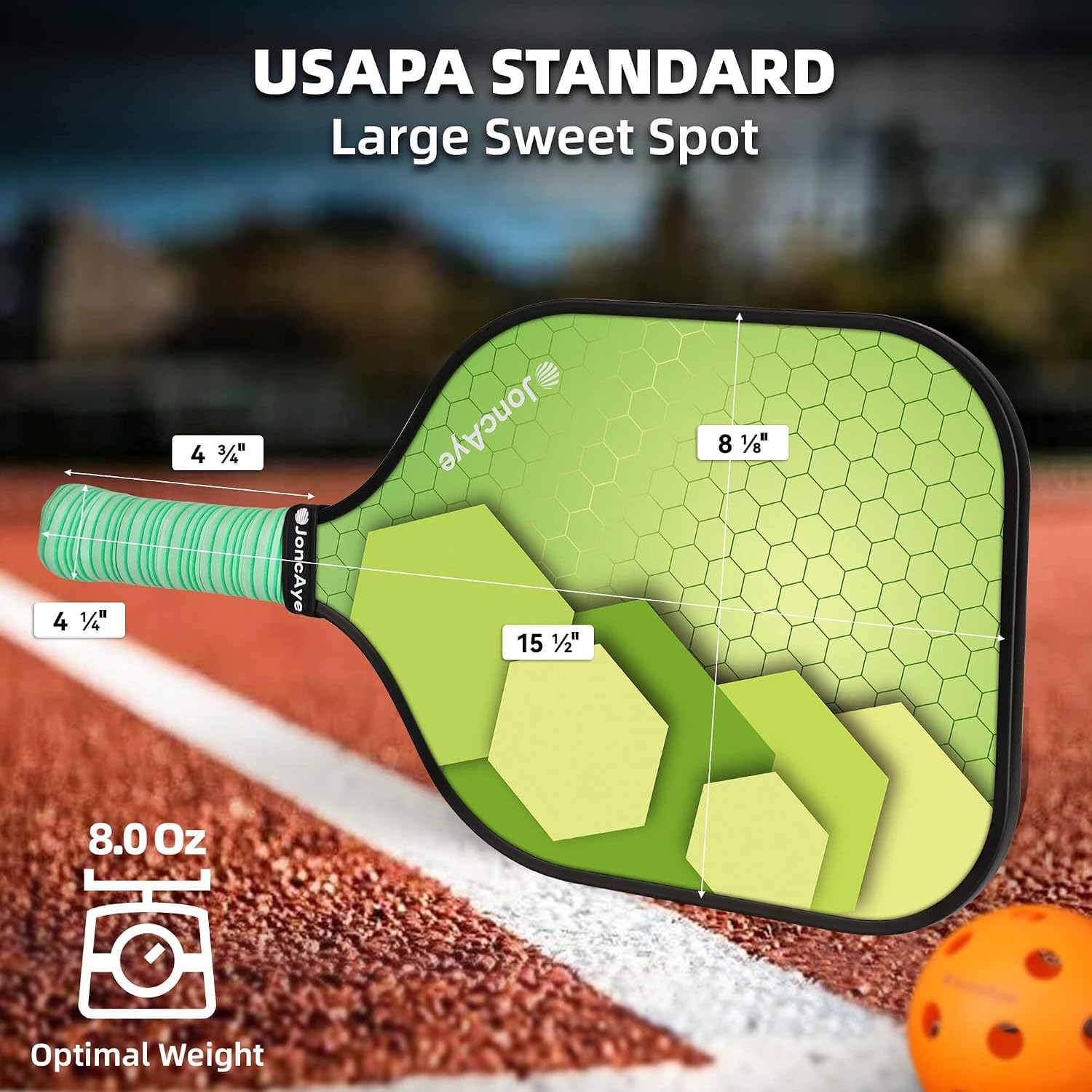 JoncAye Juego de 4 o 2 paletas de Pickleball, raquetas de fibra de...