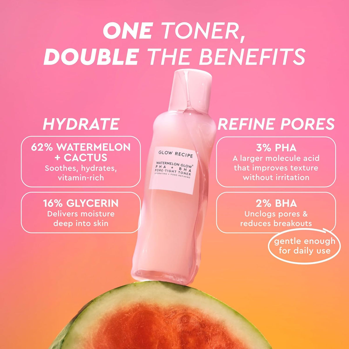 Glow Recipe PHA + BHA Tónico facial, tónico exfoliante coreano para...