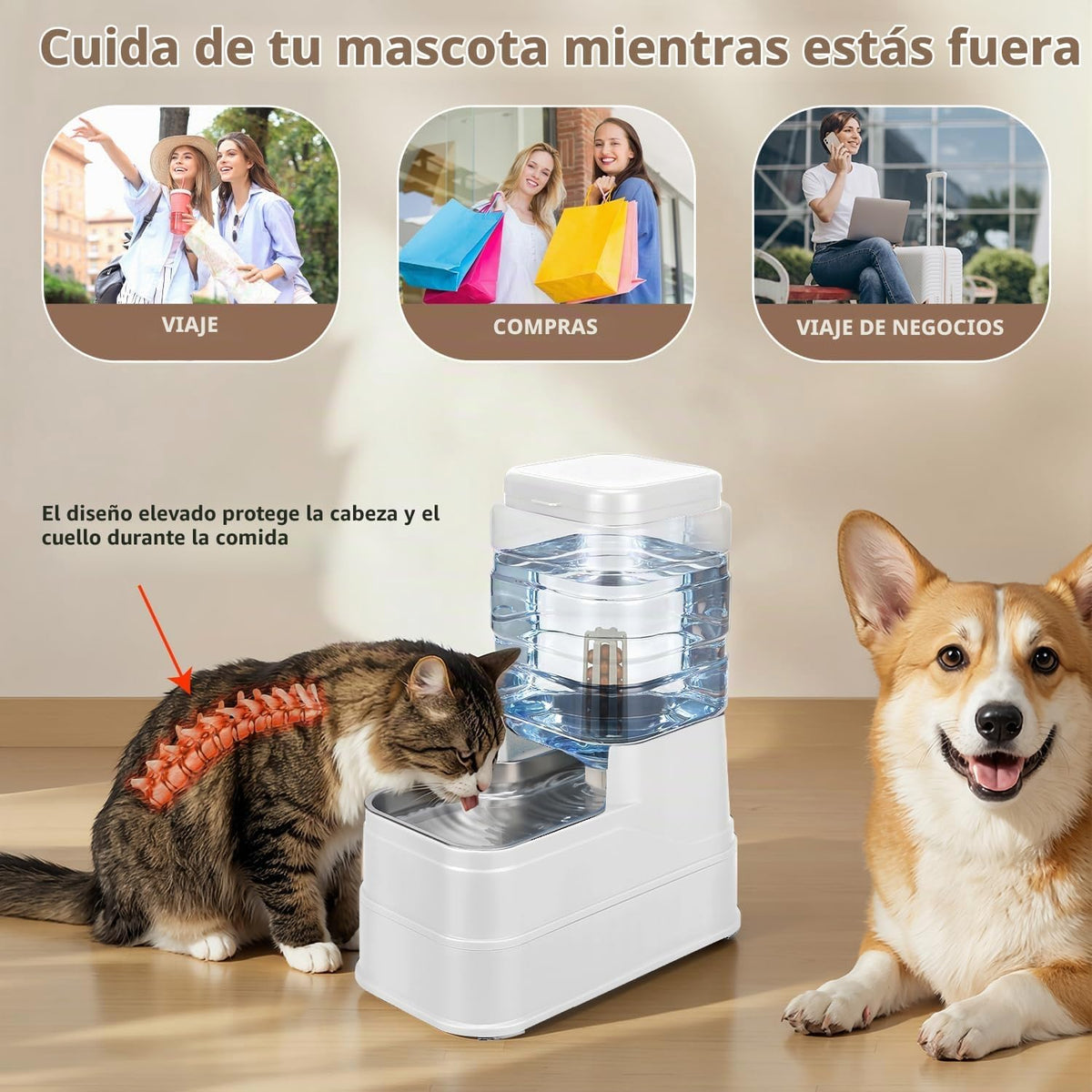 Dispensador automático de agua para perros y mascotas, de 1.6 galon...